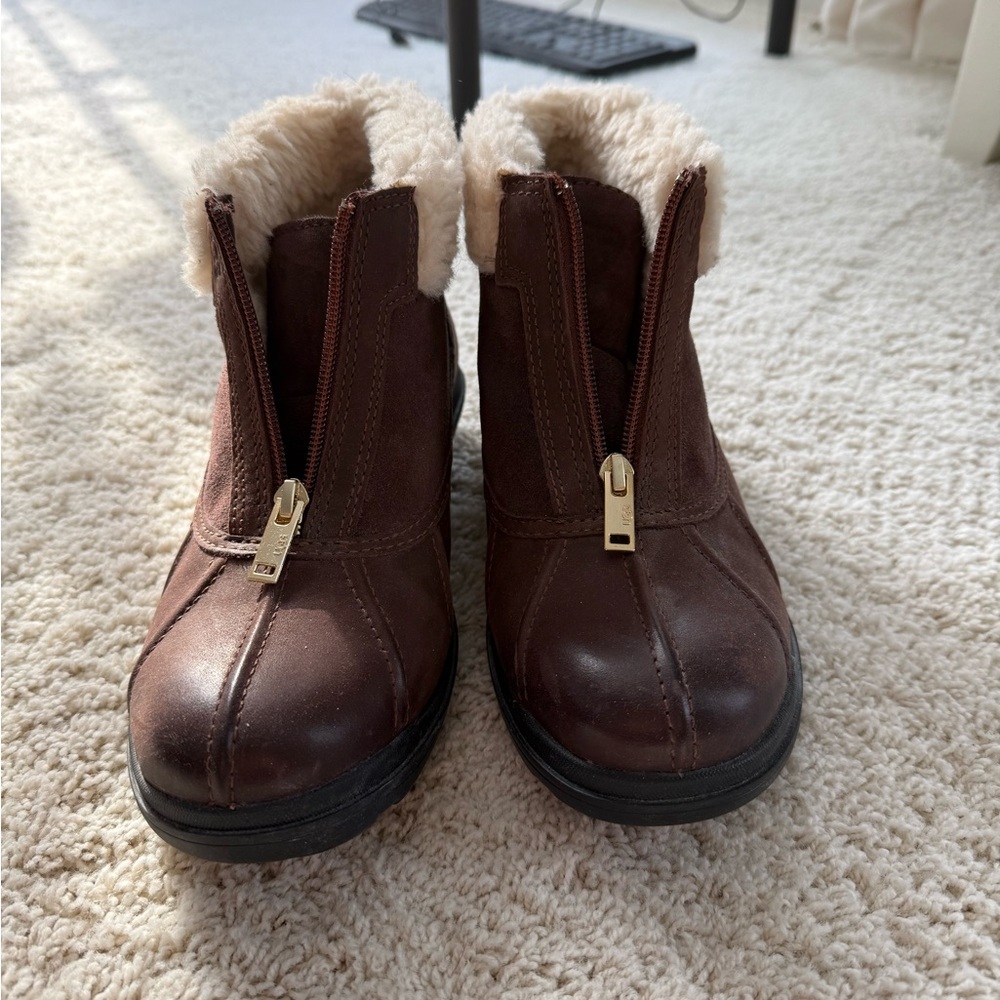 UGG Chocolate Brown Ankle Boots with Fur Lining